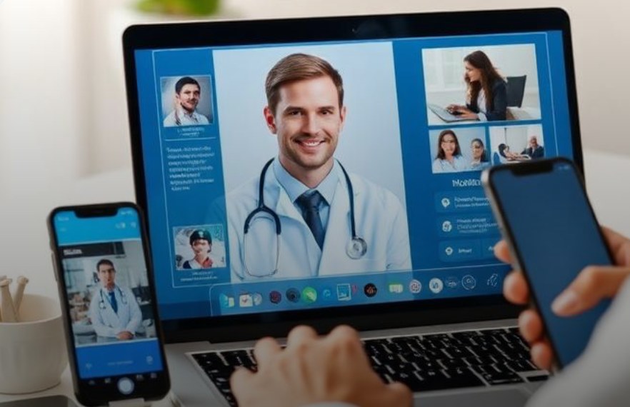 Médico em consulta on-line pelo computador